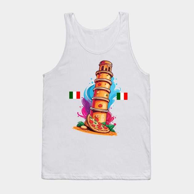 Leaning tower of pizza fun Tank Top by BishBashBosh